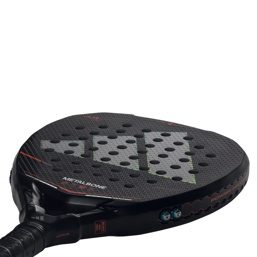 Padel racket Metalbone 2026, black perforated face with geometric pattern, blue accents on Tampa Home & Garden Store