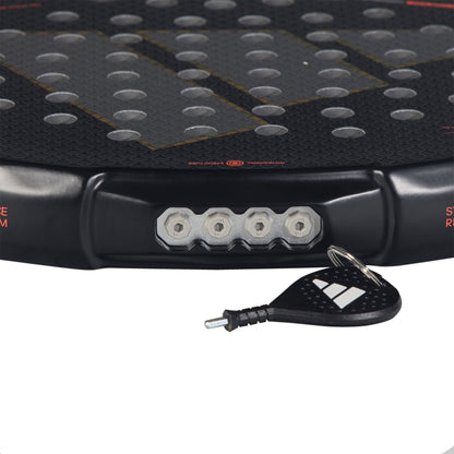 Adidas Padel Racket Metalbone 2026, black surface with four weight bolts, Adidas keychain on Tampa Home & Garden Store