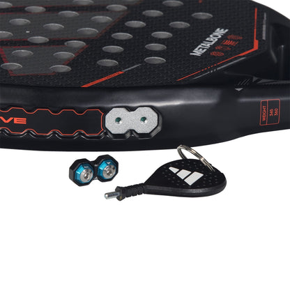 Adidas Metalbone 2026 padel racket with blue inflator adapters and pump tool on Tampa Home & Garden Store