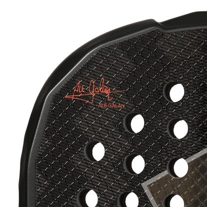 Padel racket Metalbone HRD+ 2026 black frame with orange signature logo on hitting surface on Tampa Home & Garden Store