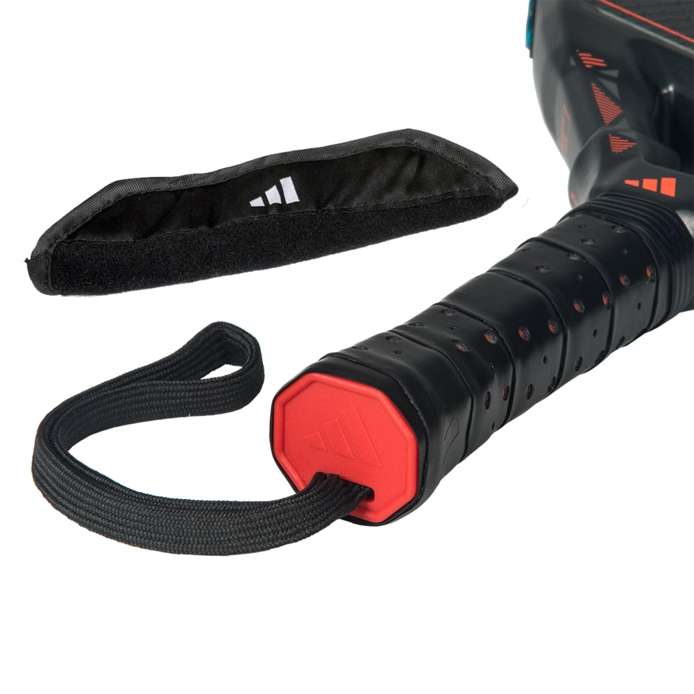 Padel racket grip set (3-piece) with red end cap, wrist strap and protective cover Adidas logos on Tampa Home & Garden Store