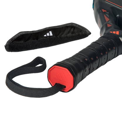 Padel racket grip set (3-piece) with red end cap, wrist strap and protective cover Adidas logos on Tampa Home & Garden Store