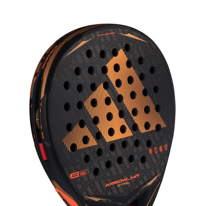 Adidas Arrow Hit Ctrl padel racket with black orange perforated face and logo on Tampa Home & Garden Store