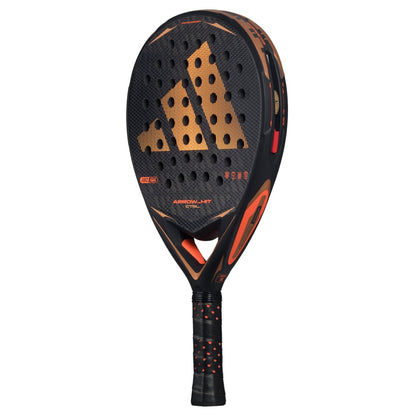 Adidas Arrow Hit CTRL Padel Racket black with orange accents, perforated face, dotted grip on Tampa Home & Garden Store