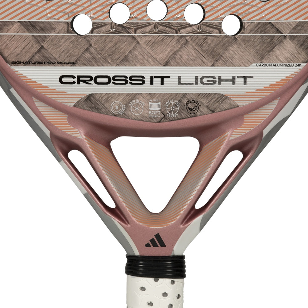 Padel racket Adidas Cross It Light 2026 with rose-gold frame and white grip, carbon aluminum 24K on Tampa Home & Garden Store