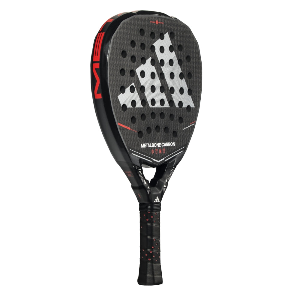 Adidas Padel Racket Metalbone Carbon 2026 black carbon face, red accents hitting surface on Tampa Home & Garden Store
