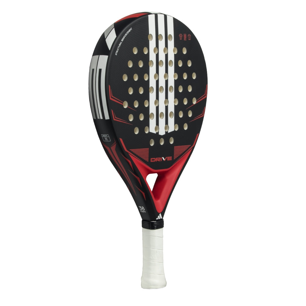 Padel racket Adidas Drive Black 2026 with black-red design and white grip on Tampa Home & Garden Store