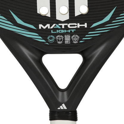 Adidas padel racket Match Light 2026 black frame teal accents triangular handle opening on Tampa Home & Garden Store