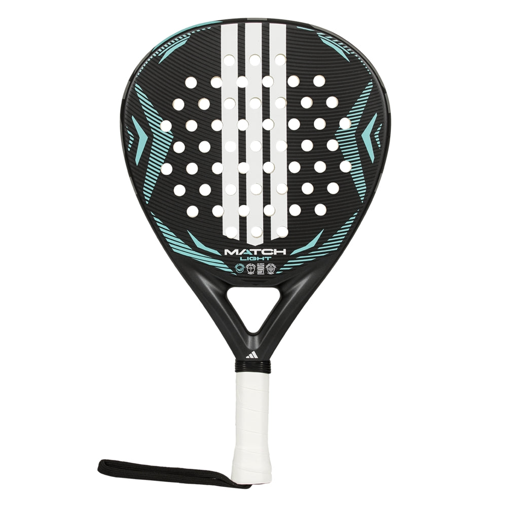 Adidas padel racket Match Light 2026, black face with turquoise accents and white grip on Tampa Home & Garden Store