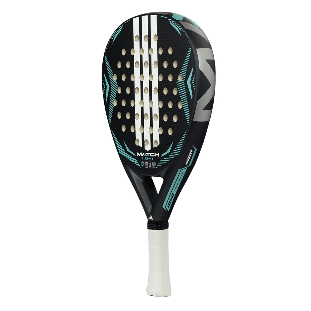 Adidas Padel Racket Match Light 2026, black with teal accents and white grip on Tampa Home & Garden Store