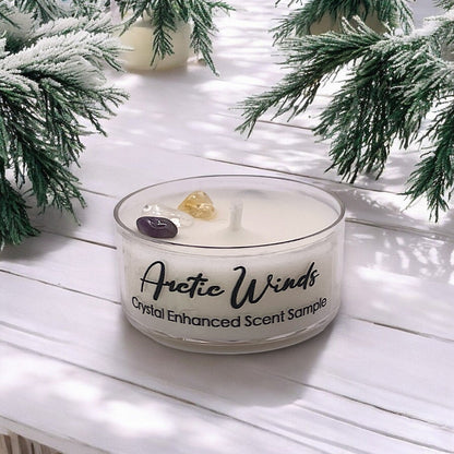 Arctic Winds, Vela de té de cristal de cera de coco y soja premium, 1 oz