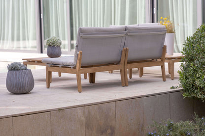 Arno 3pc Bistro Set Light, gray woven cushions and light wood frame, 2 chairs + table on Tampa Home & Garden Store