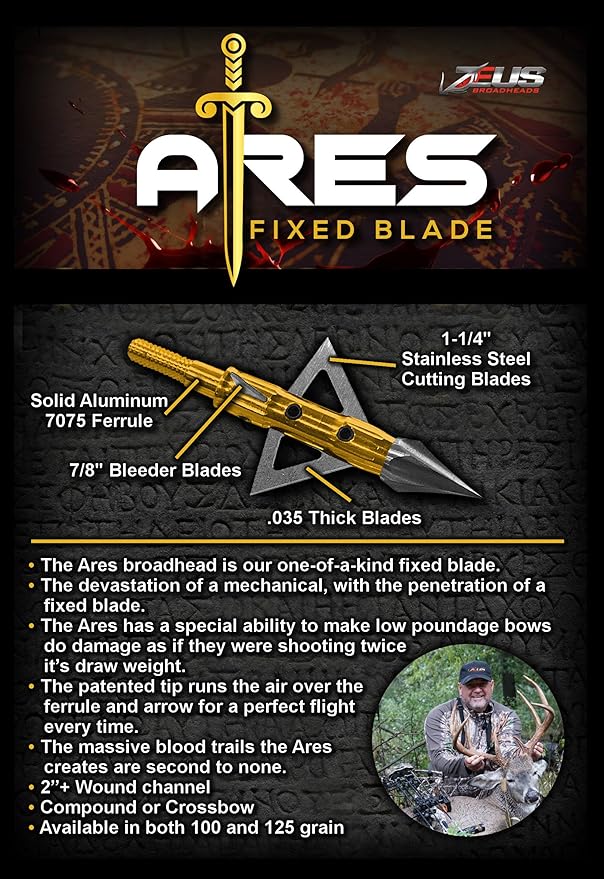 ARES 100 GRAIN BROADHEADS (3 PACK) - Tampa Home & Garden Store