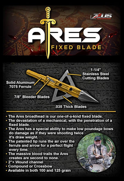 ARES 100 GRAIN BROADHEADS (3 PACK) - Tampa Home & Garden Store