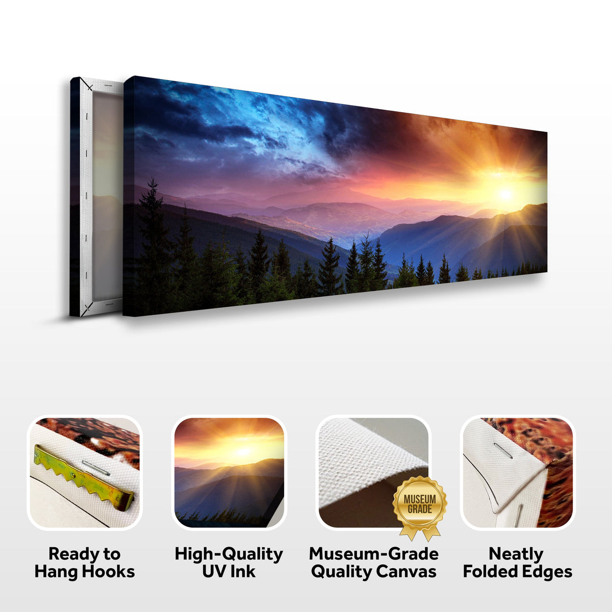 Purple And Sunrise Canvas Wall Art by Tailored Canvases, mountains at sunrise on Tampa Home & Garden Store