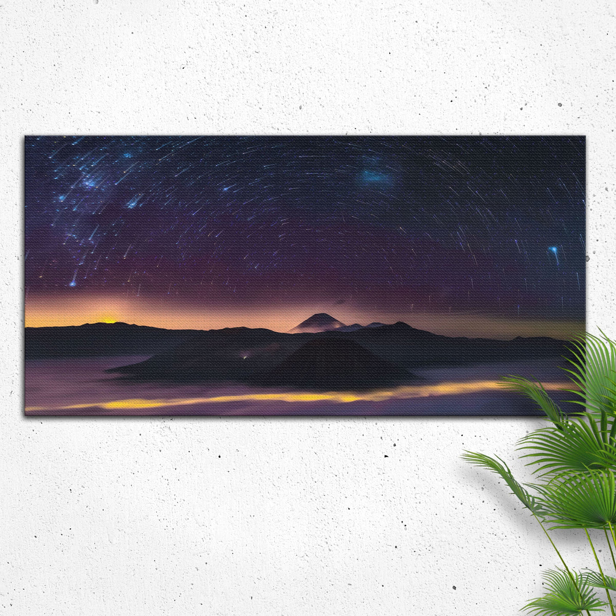 Majestic Starry Night Sky Canvas by Tailored Canvases; starry sky above mountains at sunset on Tampa Home & Garden Store