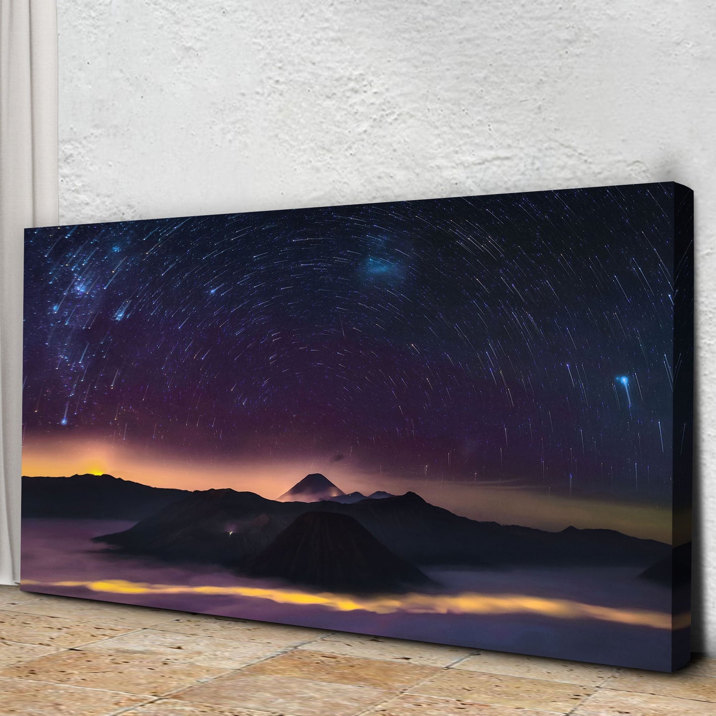 Majestic Starry Night Sky Canvas by Tailored Canvases; starry night over silhouetted mountains on Tampa Home & Garden Store