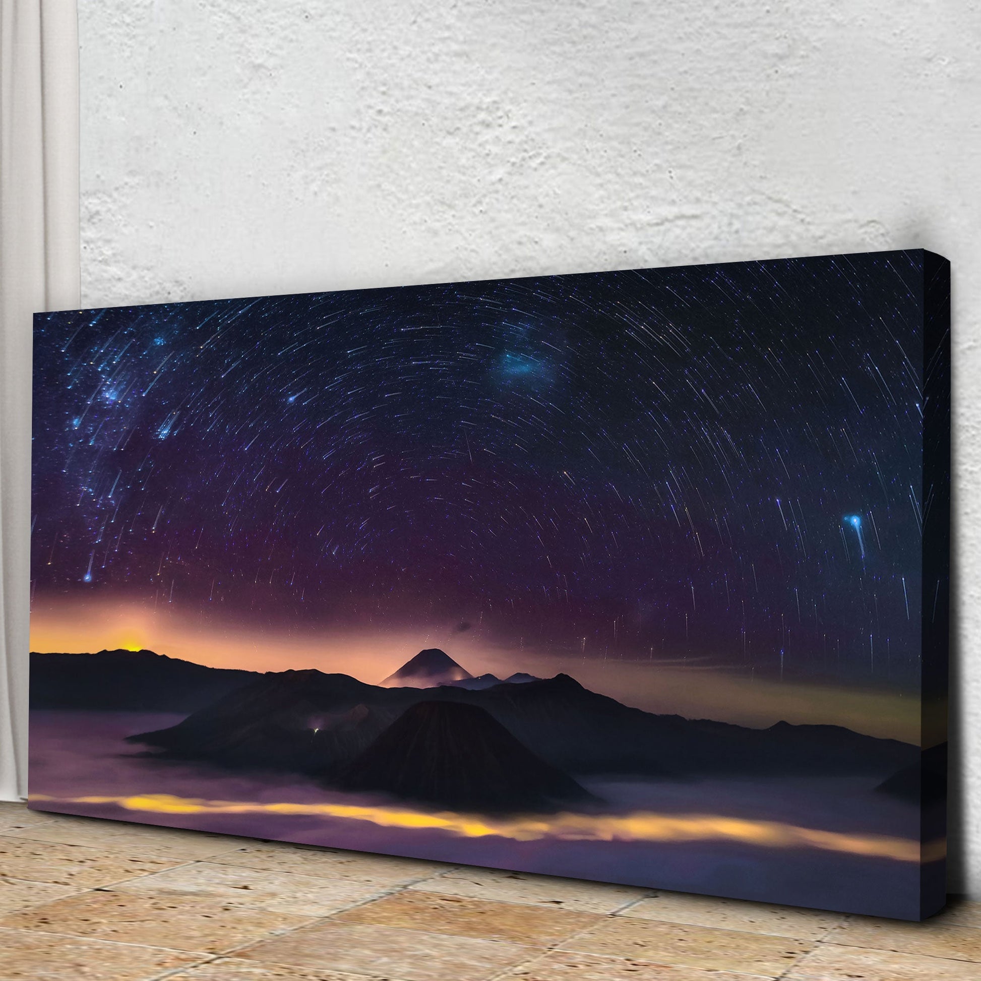Majestic Starry Night Sky Canvas by Tailored Canvases; starry night over silhouetted mountains on Tampa Home & Garden Store