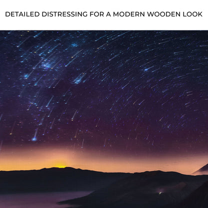 Majestic Starry Night Sky Canvas Wall Art in deep blue with meteor streaks over a sunset horizon on Tampa Home & Garden Store