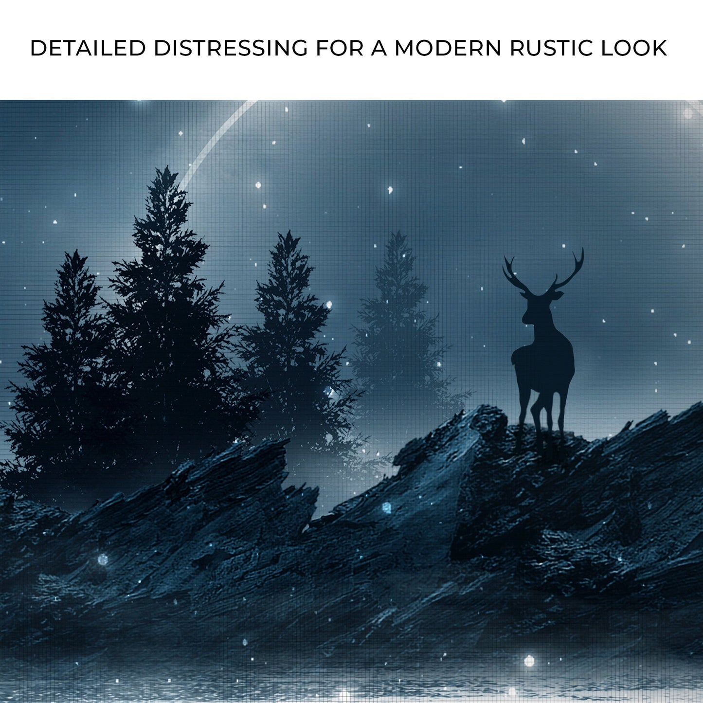 Midnight Deer Canvas Wall Art blue night scene with deer silhouette Tailored Canvases on Tampa Home & Garden Store
