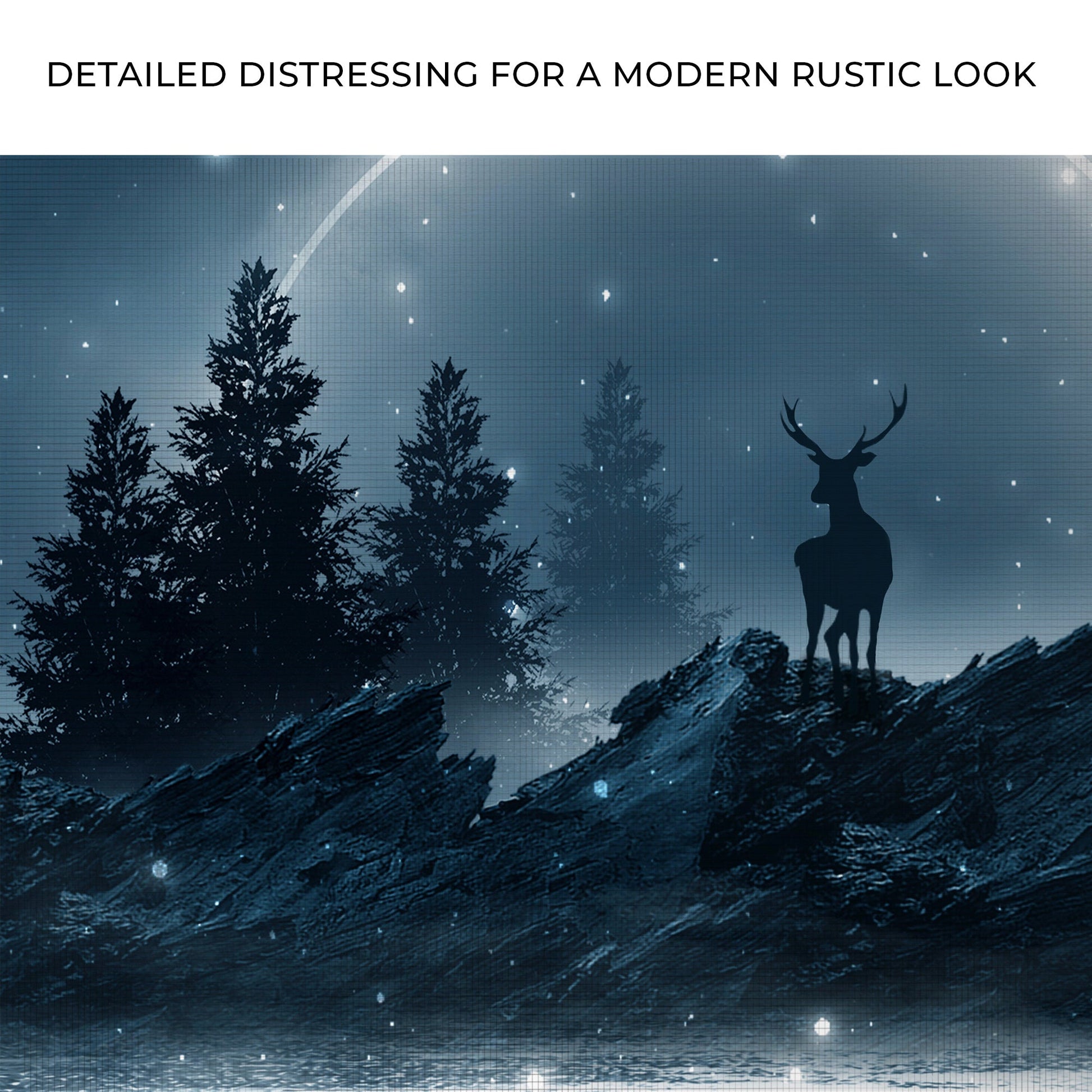 Midnight Deer Canvas Wall Art blue night scene with deer silhouette Tailored Canvases on Tampa Home & Garden Store