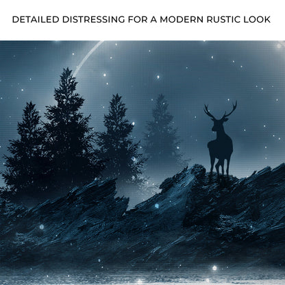 Midnight Deer Canvas Wall Art blue night scene with deer silhouette Tailored Canvases on Tampa Home & Garden Store