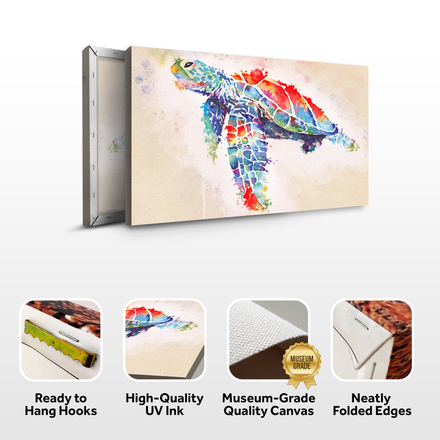 Coral Reef Sea Turtle watercolor canvas wall art colorful Tailored Canvases on Tampa Home & Garden Store