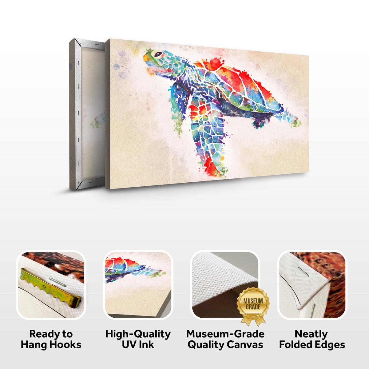 Coral Reef Sea Turtle watercolor canvas wall art colorful Tailored Canvases on Tampa Home & Garden Store