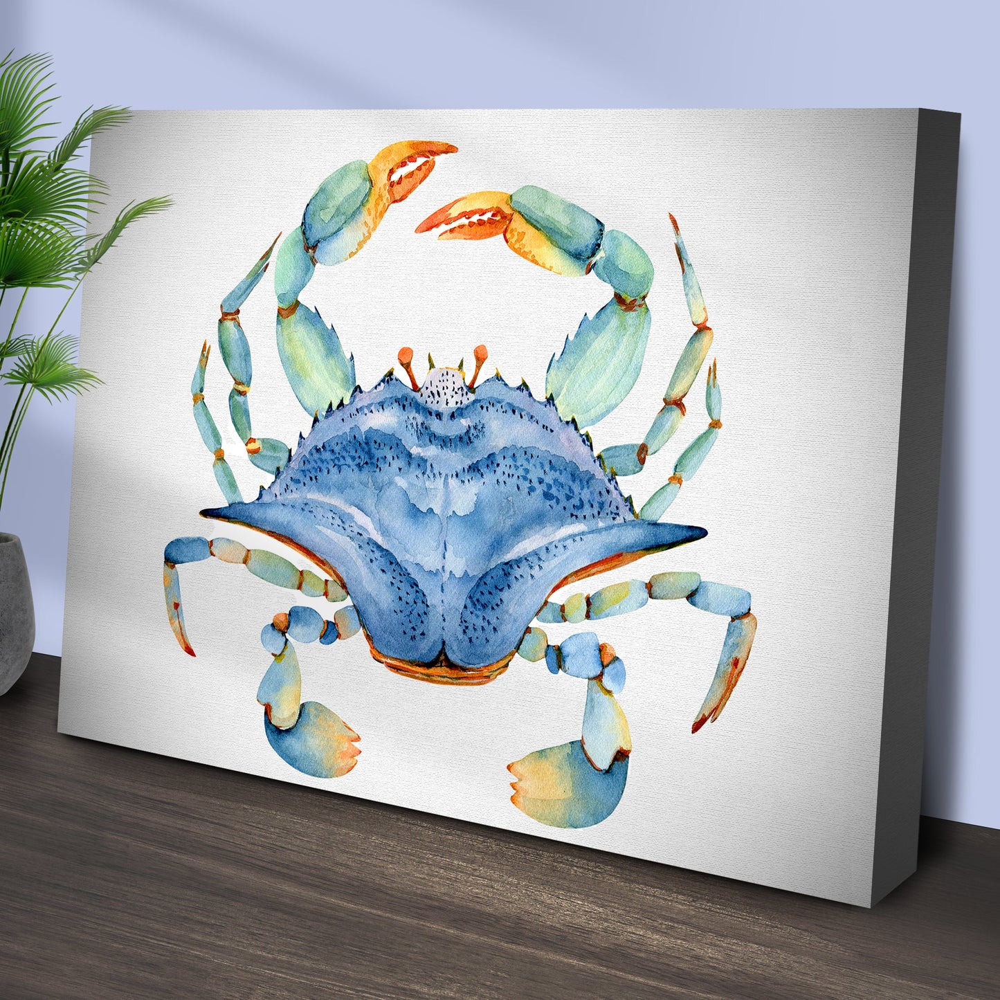 Crab Watercolor Canvas Wall Art IV Tailored Canvases, blue-green crab on canvas on Tampa Home & Garden Store