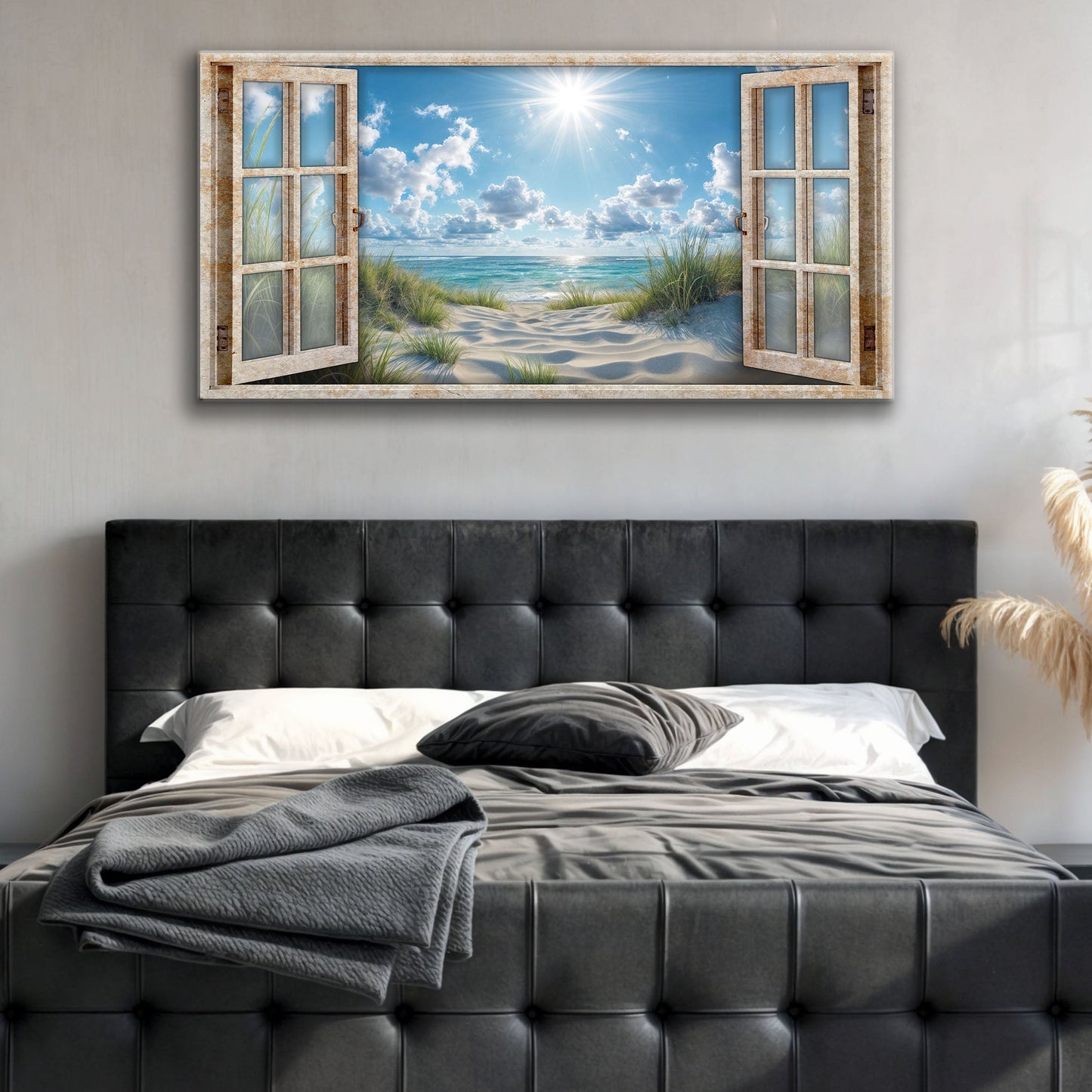 Morning Beach Window Scenery Canvas by Tailored Canvases, beach scene wall art on Tampa Home & Garden Store