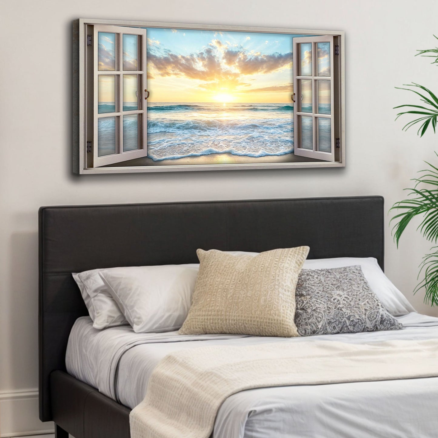 Sunrise Beach Scenery Wall Art canvas Tailored Canvases open frames with sunlit ocean on Tampa Home & Garden Store