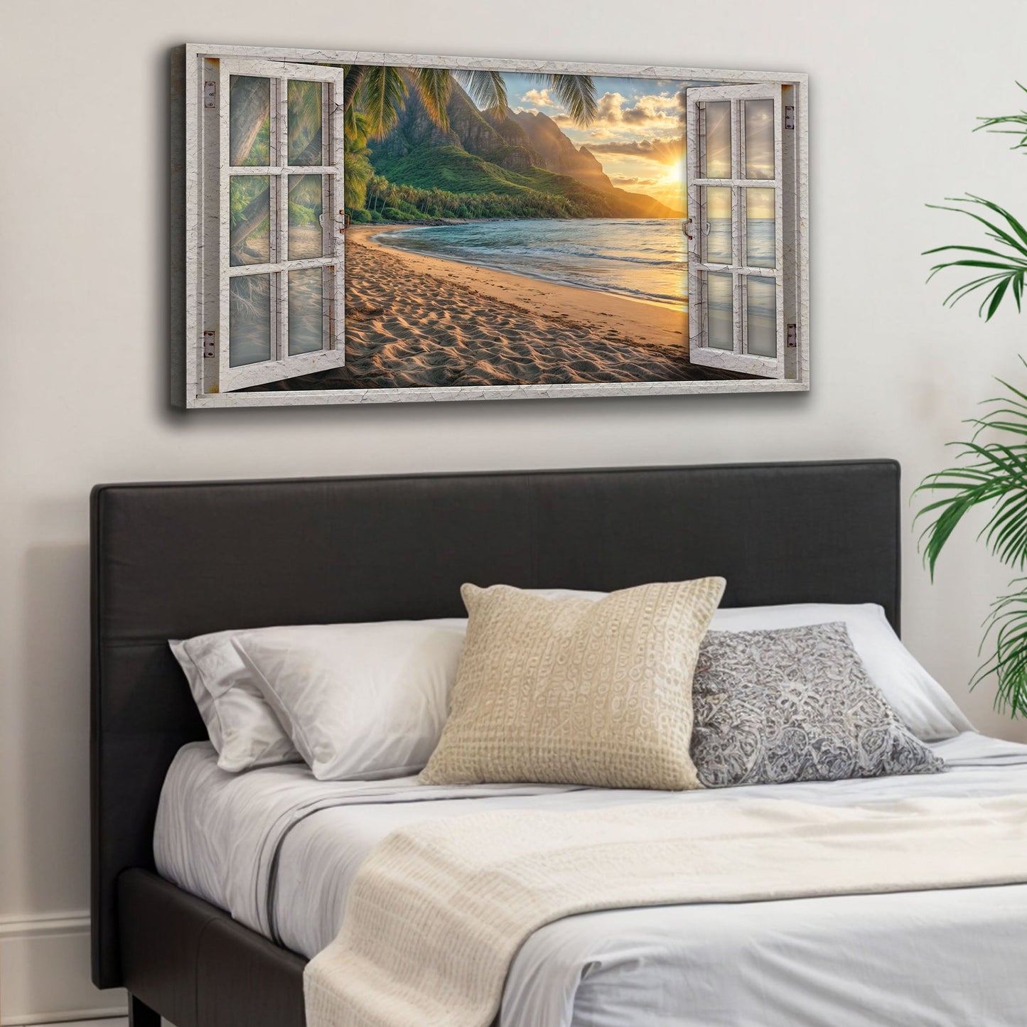 Beachfront Dreams Window Scenery Wall Art canvas Tailored Canvases weathered tropical beach on Tampa Home & Garden Store