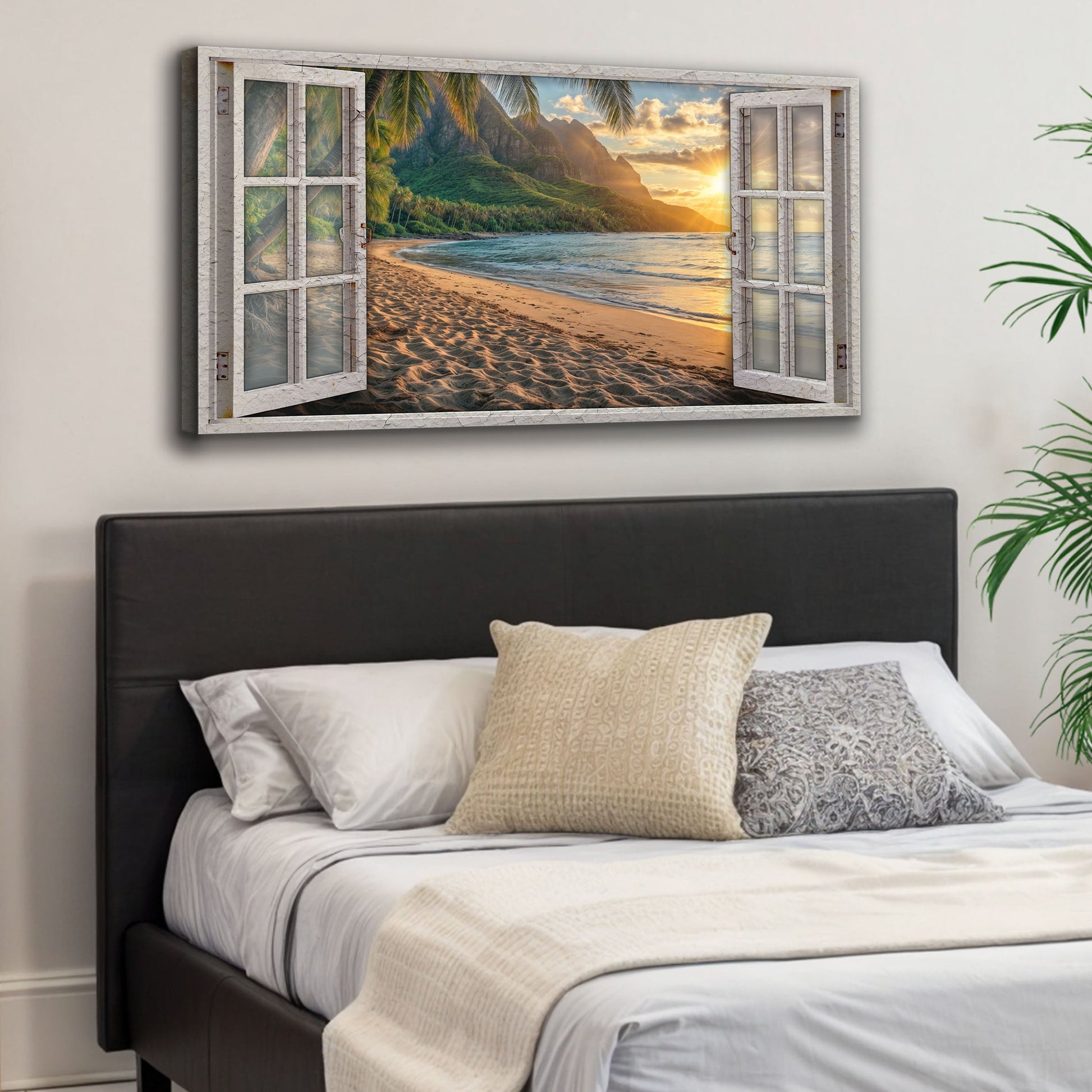 Beachfront Dreams Window Scenery Wall Art canvas Tailored Canvases weathered tropical beach on Tampa Home & Garden Store