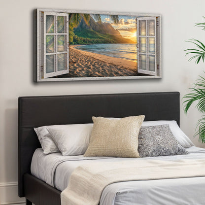 Beachfront Dreams Window Scenery Wall Art canvas Tailored Canvases weathered tropical beach on Tampa Home & Garden Store