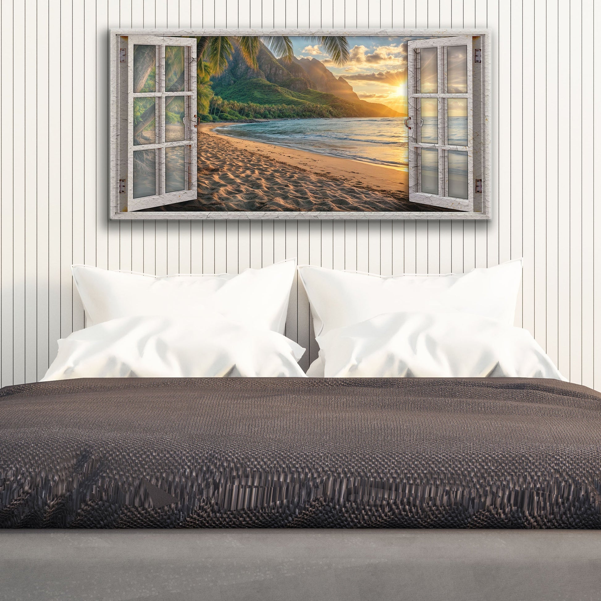 Canvas Beachfront Dreams Window Scenery Wall Art Tailored Canvases tropical sunset scene on Tampa Home & Garden Store