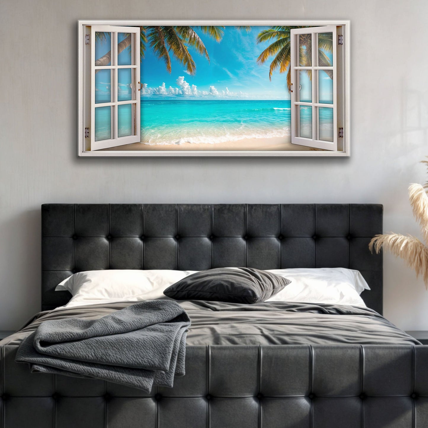 Coconut Palm Beach Window Scenery Wall Art canvas Tailored Canvases tropical beach palms on Tampa Home & Garden Store