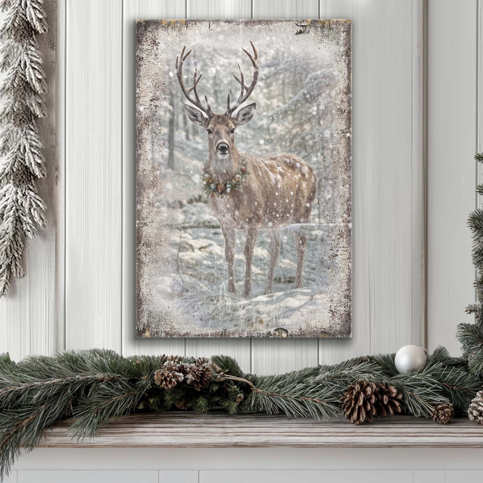 Vintage Winter Deer Christmas Wall Art III canvas by Tailored Canvases snowy forest deer scene on Tampa Home & Garden Store