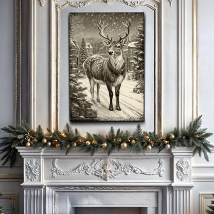 Vintage Winter Deer Christmas Wall Art II canvas Tailored Canvases monochrome deer in snow on Tampa Home & Garden Store