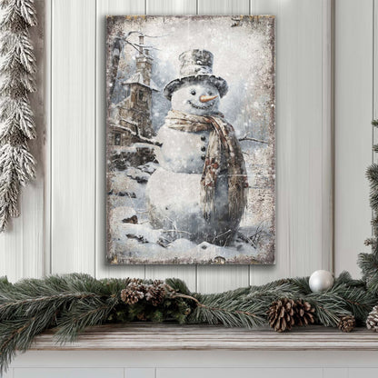 Vintage Snowman Christmas Wall Art II canvas by Tailored Canvases, wintry scene on Tampa Home & Garden Store