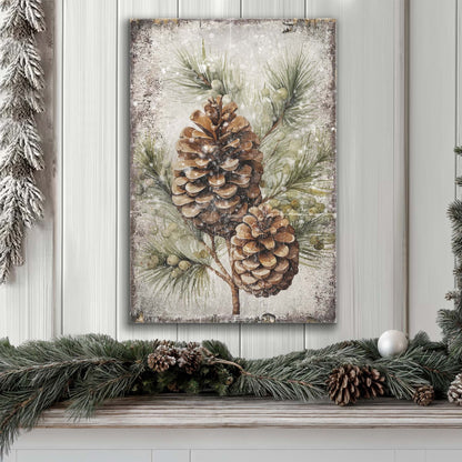 Vintage Winter Pine Cone Wall Art II canvas Tailored Canvases frosted pinecones with needles on Tampa Home & Garden Store