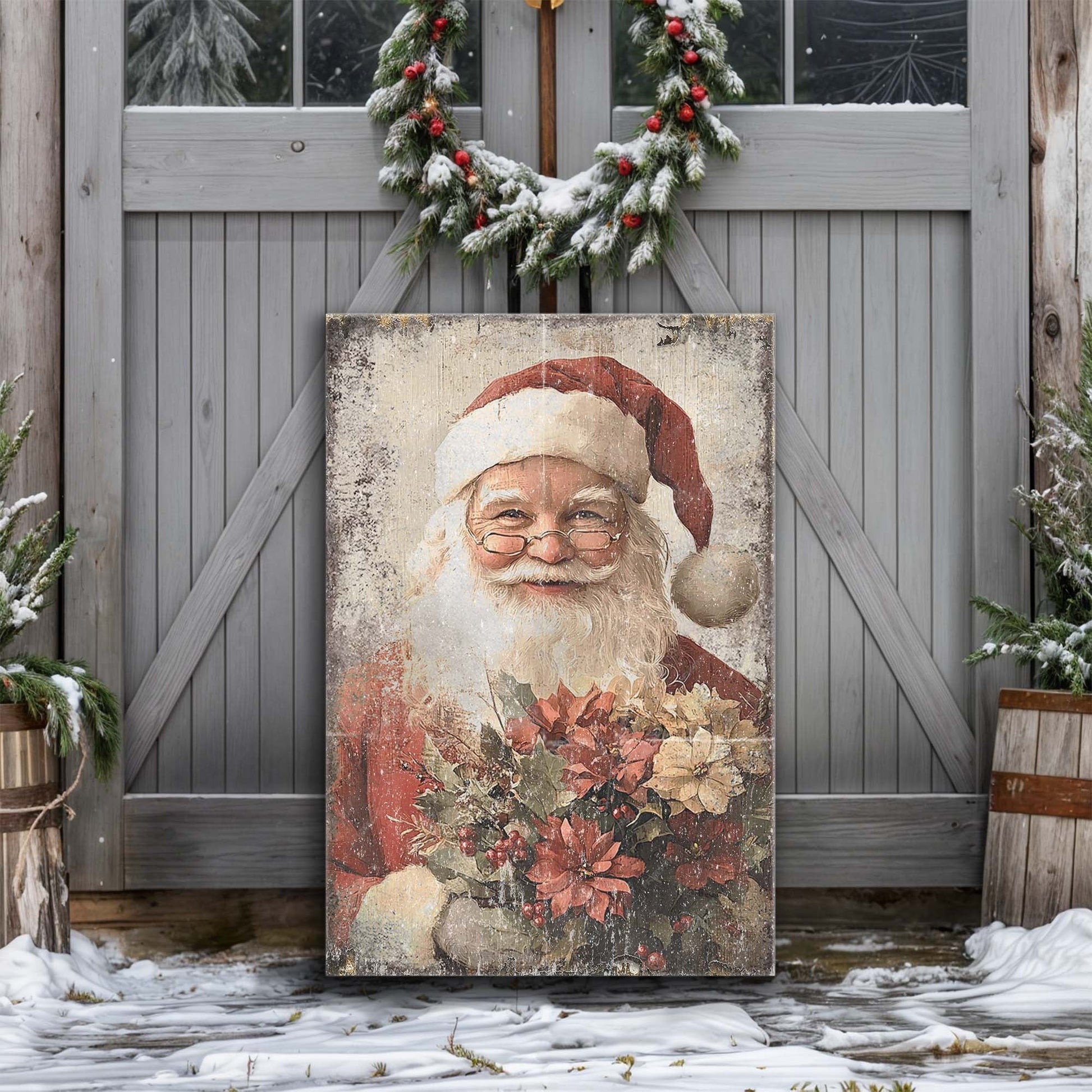 Vintage Christmas Santa Claus canvas wall art by Tailored Canvases crafting canvas on Tampa Home & Garden Store