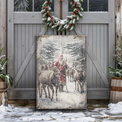 Vintage Woodland Santa Christmas Wall Art canvas by Tailored Canvases snowy forest scene on Tampa Home & Garden Store