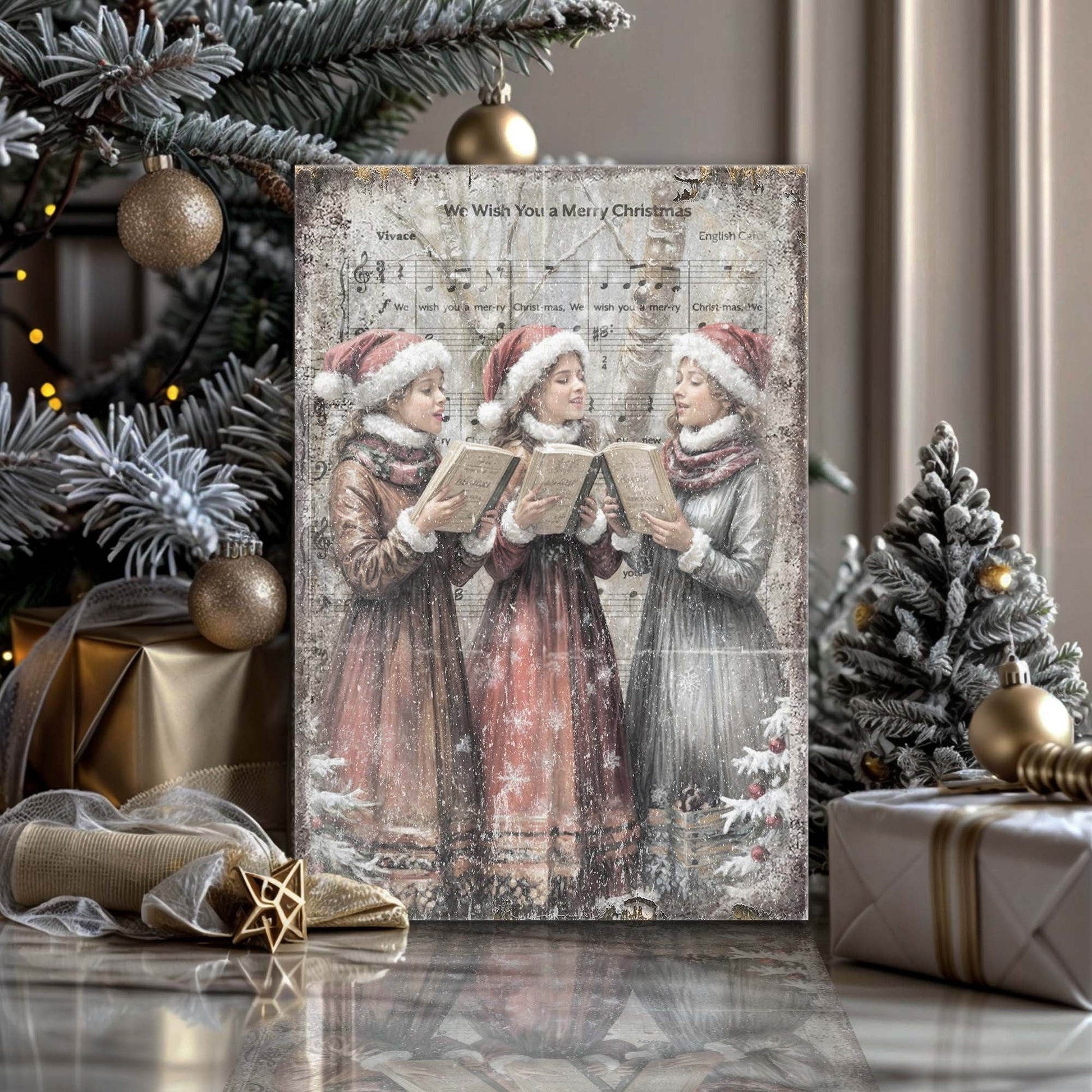 Vintage Christmas Carolers Canvas Tailored Canvases crafting canvas decor on Tampa Home & Garden Store