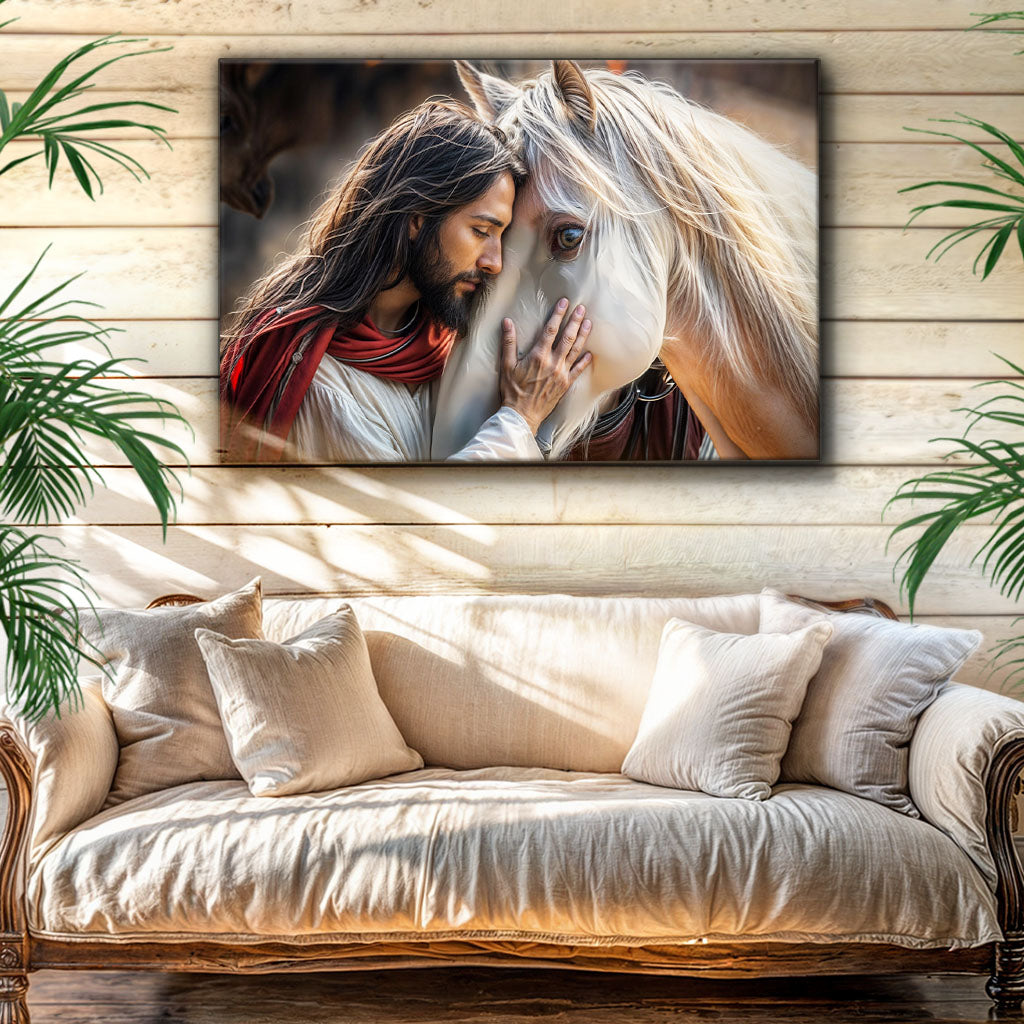 Jesus And Horse Faith Wall Art Canvas by Tailored Canvases, man and horse canvas print on Tampa Home & Garden Store