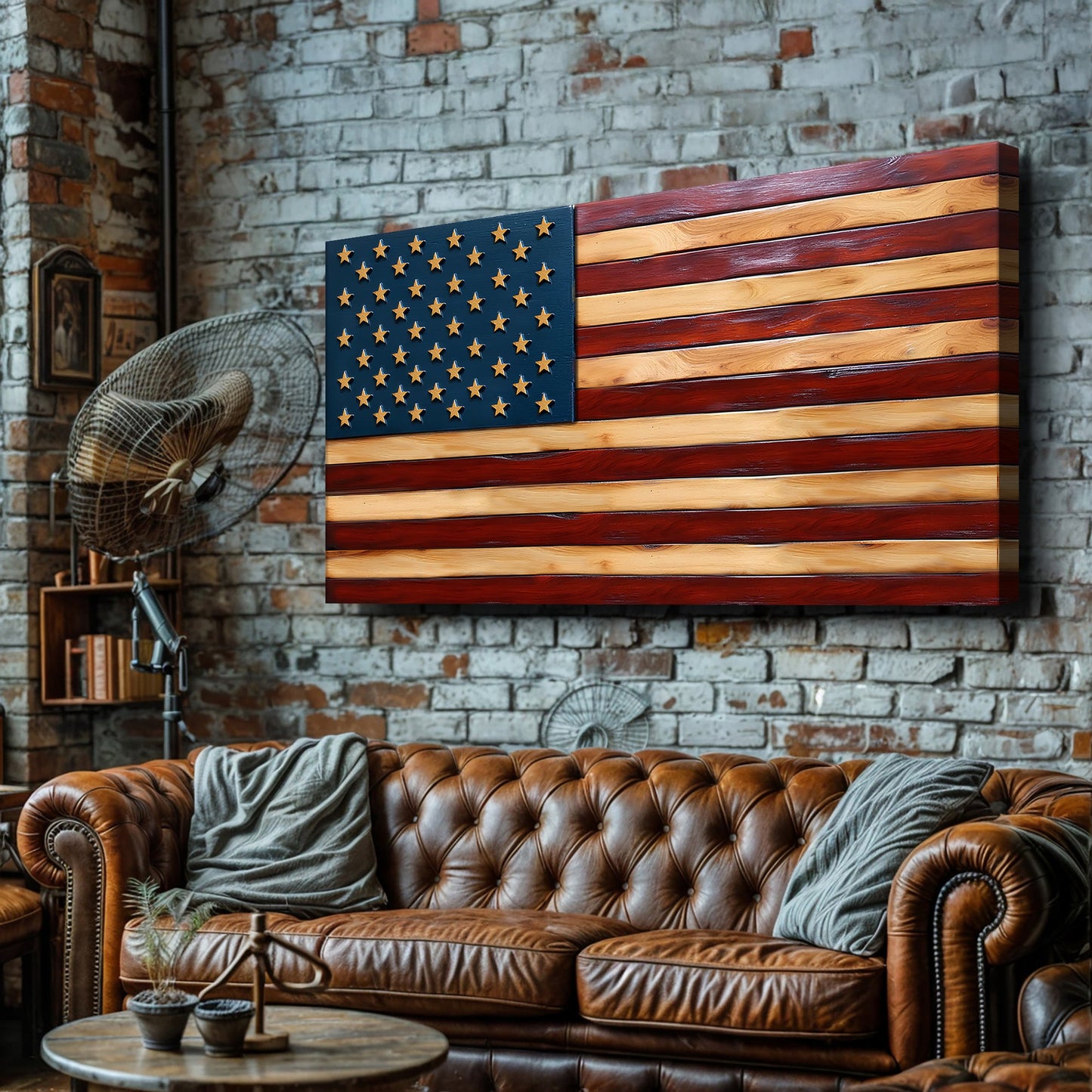 Old Glory Flag Wall Art canvas with blue star field and red stripes Tailored Canvases on Tampa Home & Garden Store