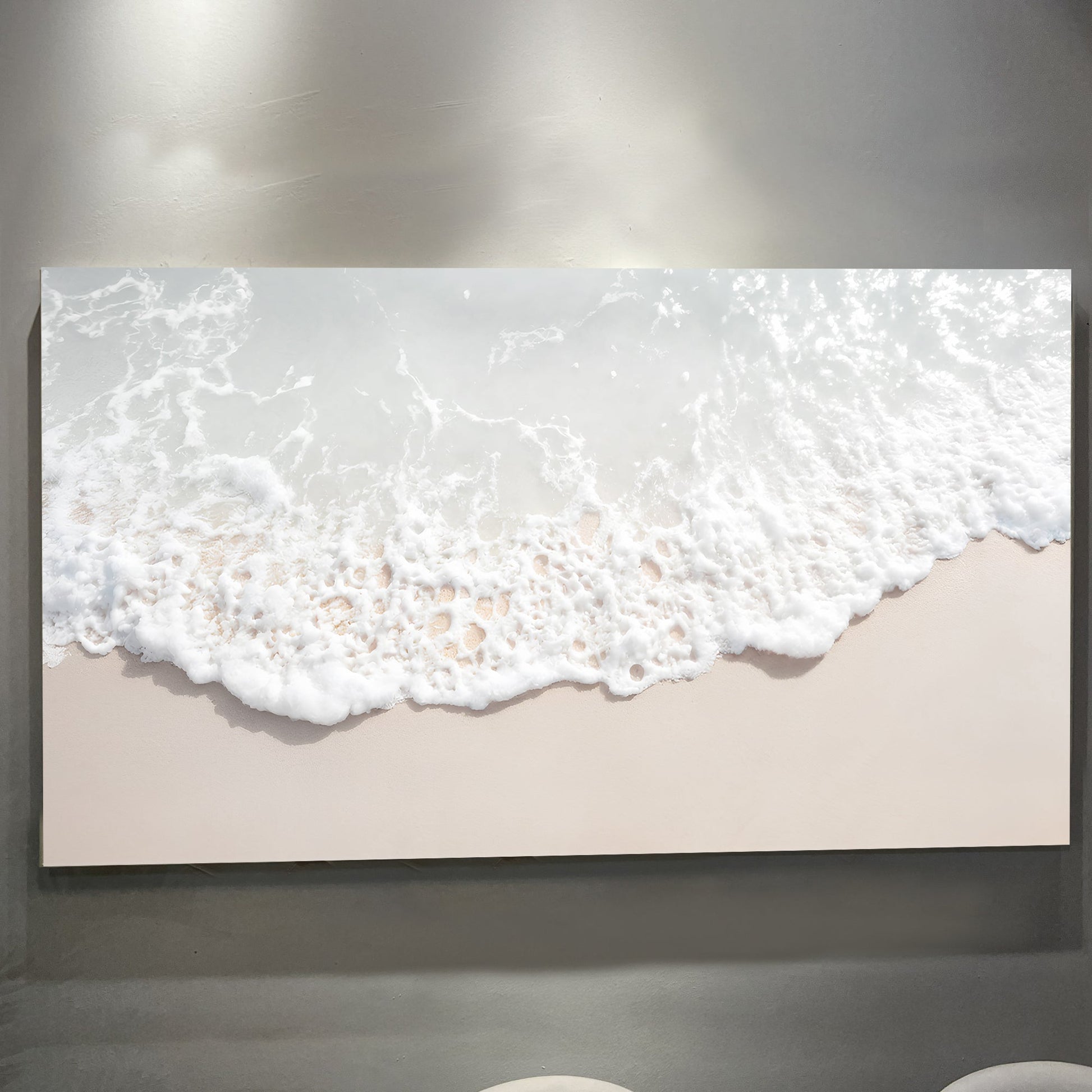 Sandy Waves Wall Art canvas by Tailored Canvases; seascape with foamy waves on sandy shore on Tampa Home & Garden Store