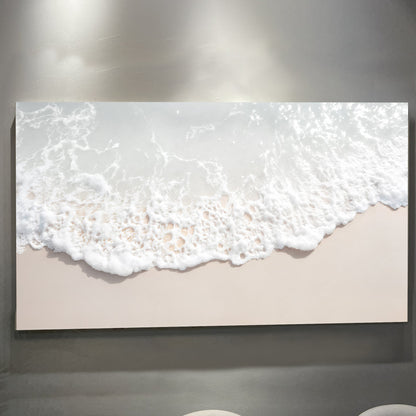 Sandy Waves Wall Art canvas by Tailored Canvases; seascape with foamy waves on sandy shore on Tampa Home & Garden Store