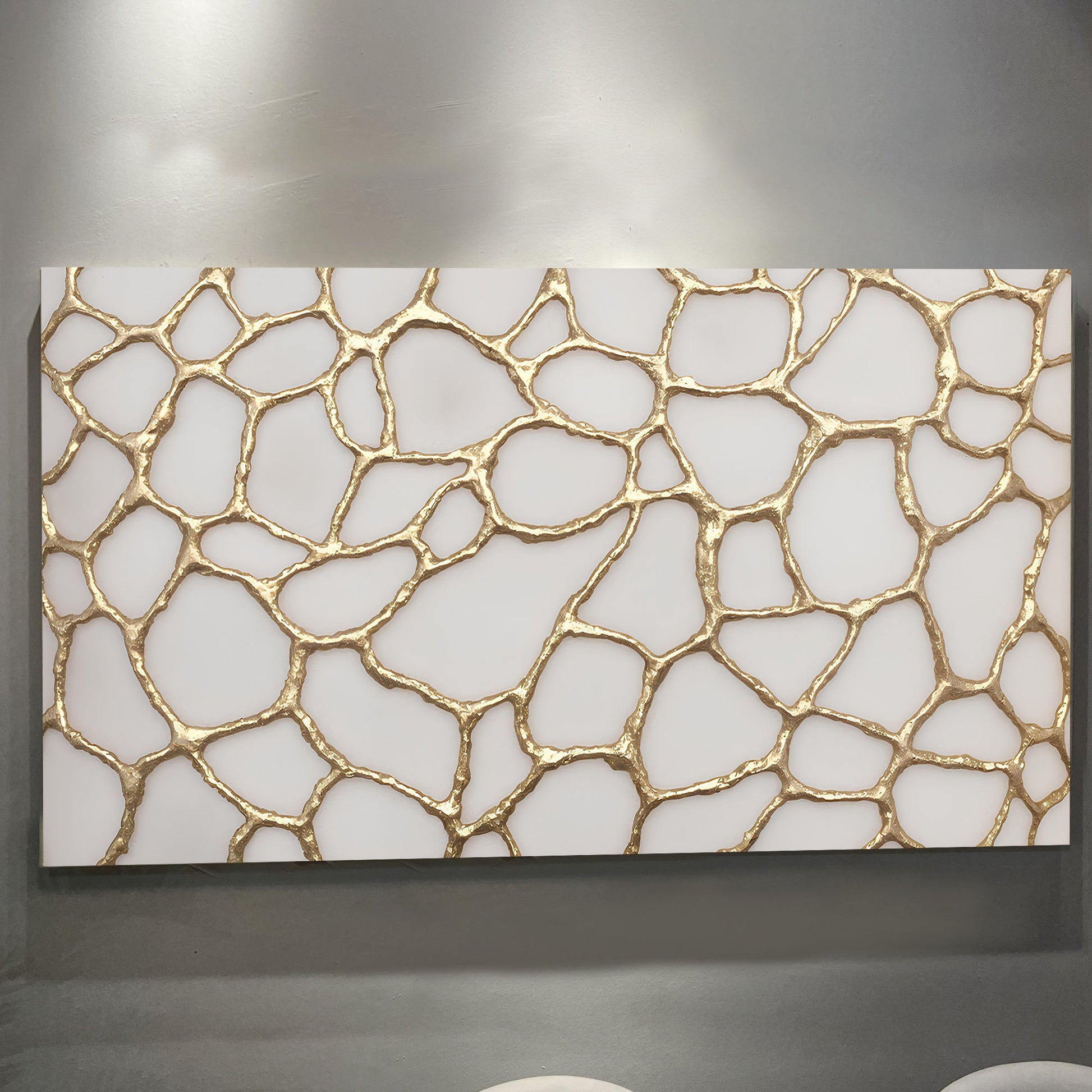 Golden Neurons Wall Art canvas with gold lattice over white background on Tampa Home & Garden Store