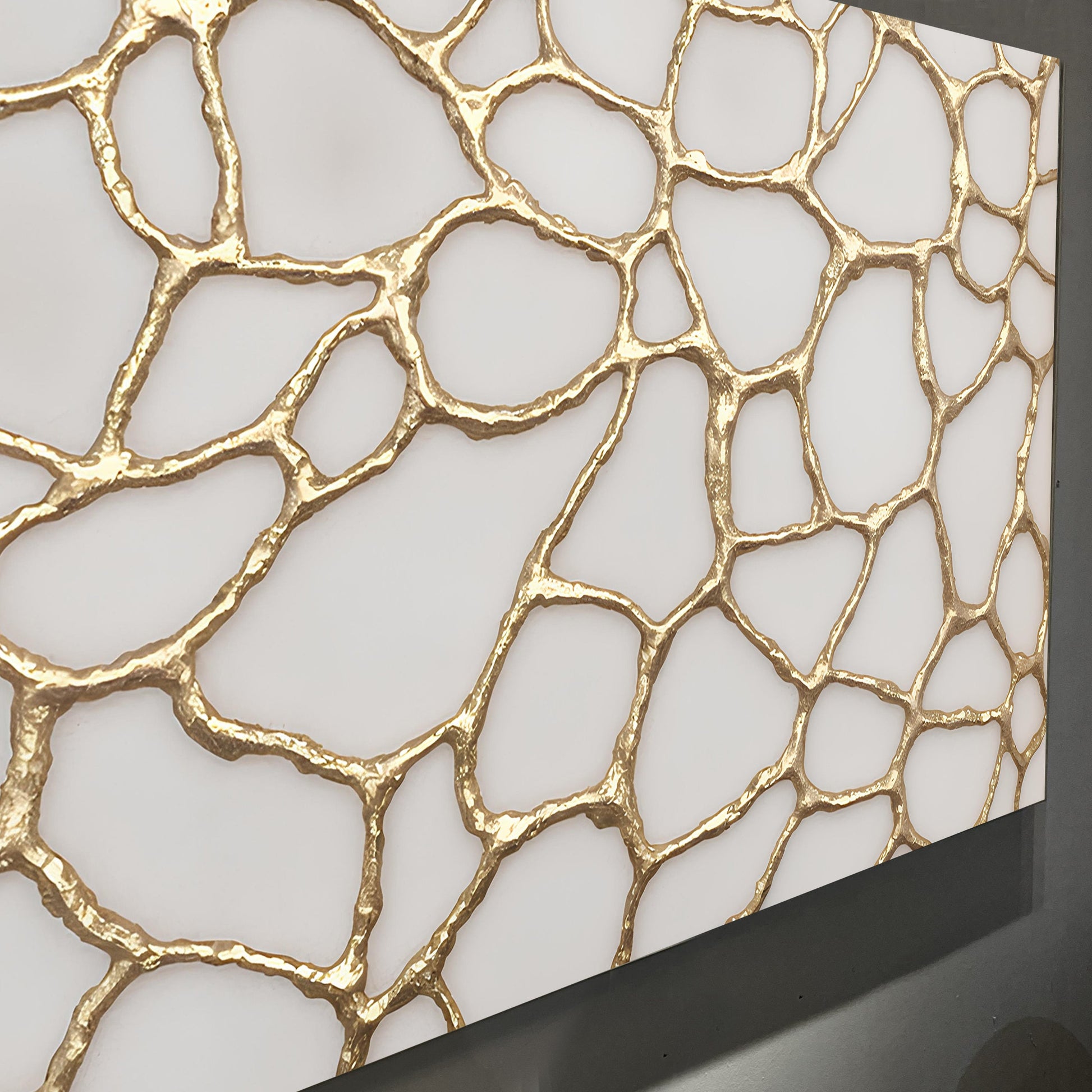 Golden Neurons Wall Art canvas with gold metallic network pattern on Tampa Home & Garden Store
