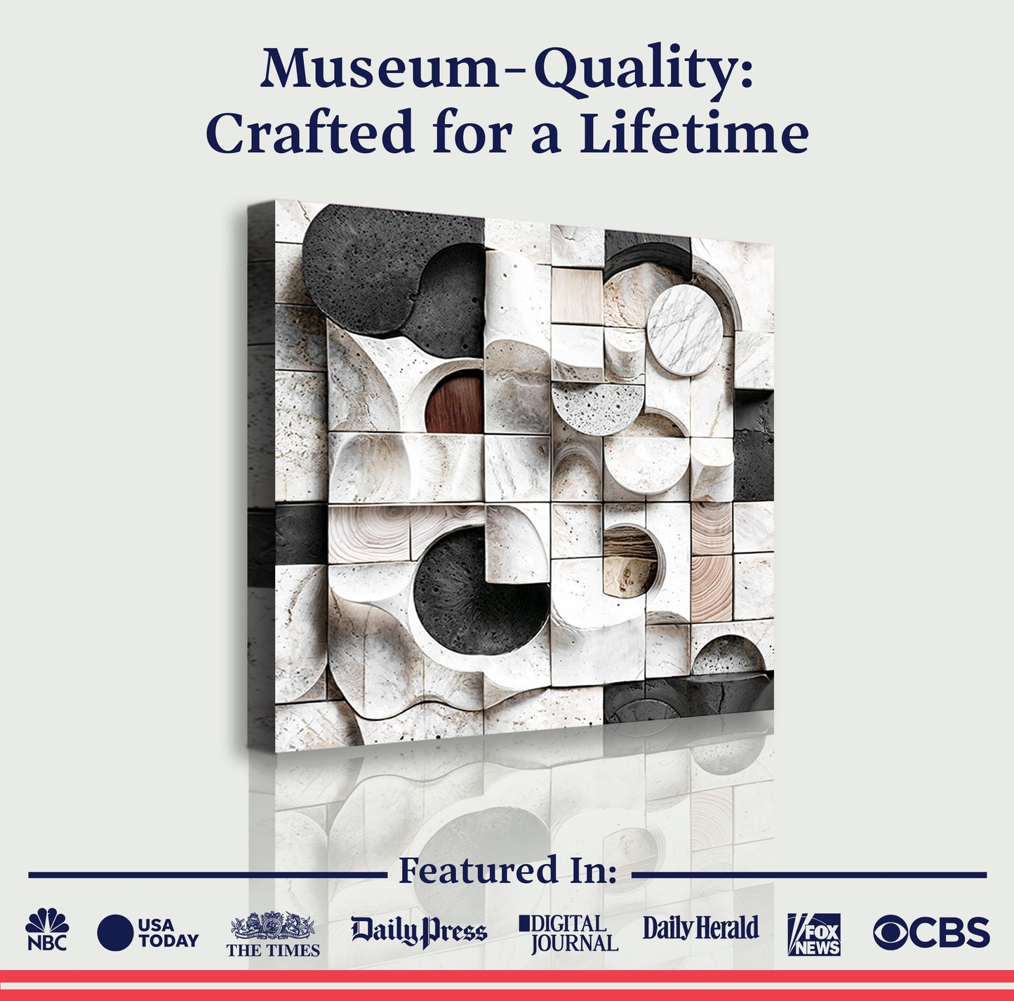 Abstract Black & White Canvas Wall Art with textured blocks and cutouts Tailored Canvases on Tampa Home & Garden Store